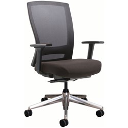 Buro Mentor Mesh Back Task Chair Aluminium Base With Arms Black Fabric Seat Mesh Back 