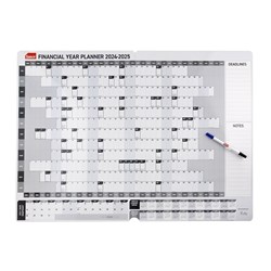  Sasco Financial Year Wall Planner 870 X 610mm Year To View Grey 