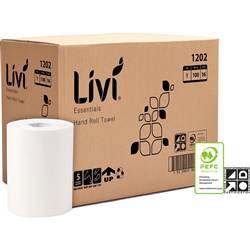  Livi Essentials Hand Towel Roll 1 Ply 100m Box Of 16 0 
