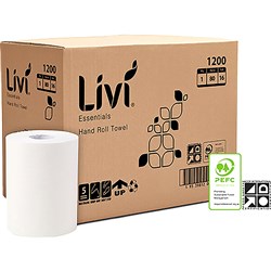 Livi Essentials Hand Towel Roll 1 Ply 80m  Box of 16