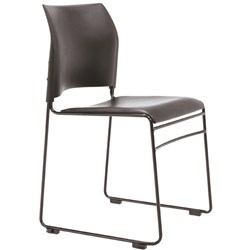  Buro Maxim Visitor Chair Black Sled Base Black Poly Back and Padded Vinyl Seat 