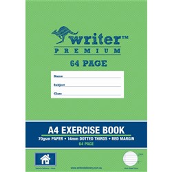  Writer Premium Exercise Book A4 14mm Dotted Thirds 64 Pages House 
