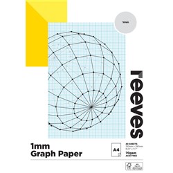  Reeves Graph Paper Pad A4 70gsm 1mm Ruled 40 Sheets 