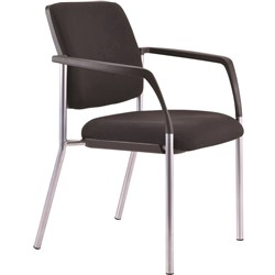  Buro Lindis 4 Leg Chair With Arms Black Fabric Seat An Back Silver Frame 