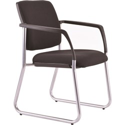 Buro Lindis Sled Base Chair  Arms Silver Powdercoated Frame Black Fabric Seat and Back