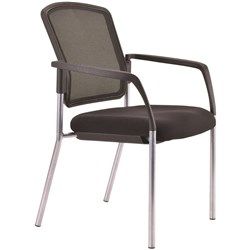  Buro Lindis 4 Leg Chair With Arms Black Fabric Seat Mesh Back Silver Frame 