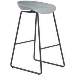  Rapidline Aries Bar Stool With Black Metal Frame And Polypropylene Grey Shell Seat 