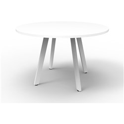  Rapidline Eternity Meeting Round Table 900D x 730mmH White Top White Base 