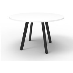  Rapidline Eternity Meeting Round Table 900D x 730mmH White Top Black Base 
