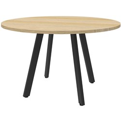  Rapidline Eternity Meeting Round Table 900D x 730mmH Oak Top Black Base 