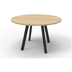  Rapidline Eternity Meeting Round Table 1200D x 730mmH Oak Top Black Base 
