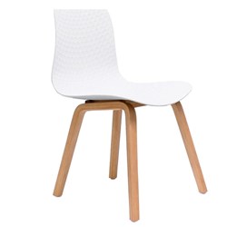  Rapidline Lucid Breakout Room Chair Light Oak Timber Leg White Patterned Poly Shell 