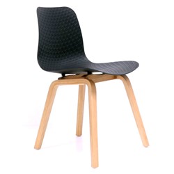  Rapidline Lucid Breakout Room Chair Light Oak Timber Leg Black Patterned Poly Shell 