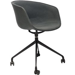  Rapidline Focal Tub Visitor Chair 4 Star Base With Castors Charcoal Ash Fabric Upholstery 