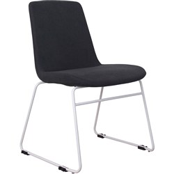  Rapidline Tempo Visitor Chair White Sled Base Black Padded Fabric Upholstery 