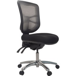  Buro Metro Mesh Chair Polished Aluminium Base No Arms Black Fabric Seat Mesh Back 