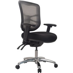  Buro Metro Mesh Chair Polished Aluminium Base With Arms Black Fabric Seat Mesh Back 
