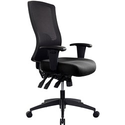  Buro Tidal High Back Office Chair With Arms Black Fabric Seat And Mesh Back 
