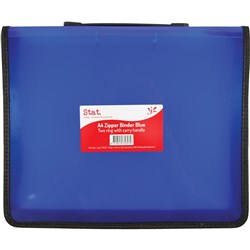  Stat A4 2R Zipper Binder with Handle 25mm Blue and Clear 