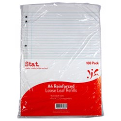  Stat Ruled Loose Leaf Refill A4 Pack of 100 0 
