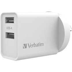  Verbatim Dual USB Port Charger 3.4A White 