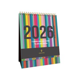  Collins Desktop Calendar 175 x 220mm Month To View Edge Rainbow 