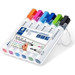 Staedtler Lumocolor Whiteboard Marker 351 Bullet Point Assorted Colours Wallet of 6 