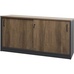  OM Premier Credenza Sliding Doors 1500W x 450D x 720mmH Regal Walnut And Charcoal 