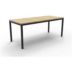 Rapidline Steel Frame Table 730Hx1800Wx750mmD Natural Oak Top Black Frame