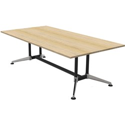 Rapidline Typhoon Boardroom Table 750Hx1200Wx2400mmD Natural Oak Top Black Frame