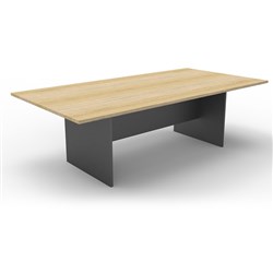  Rapidline Rectangle Boardroom Table 2400W x 1200D x 730mmH Oak Top Ironstone Base 