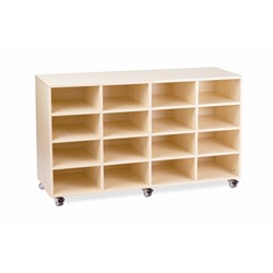  Visionchart Creative Kids Mobile Storage Trolley Only 1440Wx450Dx860mmH 16 Bay Oak 
