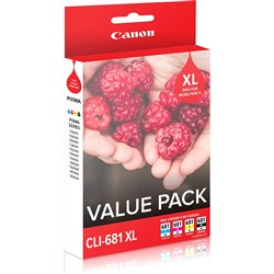  Canon Pixma CLI681XL Ink Cartridge High Yield Value Pack CMYK 