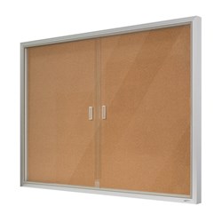 Visionchart Be Noticed Sliding 2 Door Notice Case 1525W x 48D x 915mmH Black/Cork