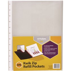  Marbig Kwik Zip Display Book Refills A4 Clear Pack Of 10 0 