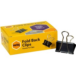  Marbig Foldback Clips 41mm Black Box Of 12 0 