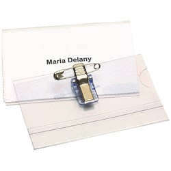  Rexel ID Convention Card Holder With Pin And Clip 90 x 54mm Clear Box Of 50 