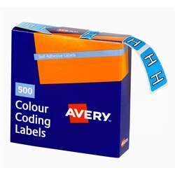  Avery Alphabet Coding Label H Side Tab 25x38mm Blue Box Of 500 