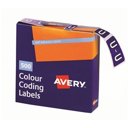  Avery Alphabet Coding Label U Side Tab 25x38mm Purple Box Of 500 