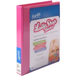 Bantex Lolly Shop Insert Binder PVC A4 2D Ring 25mm Musk Stick Pink
