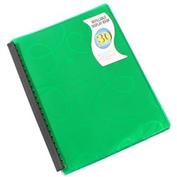  Bantex Display Book A4 Refillable 30 Pocket Jewel Green 