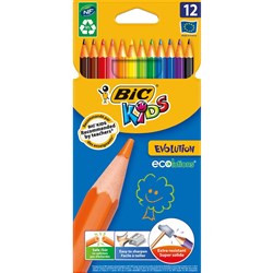  Bic Evolution Ecolutions Kids Colour Pencil Wood Free Assorted Pack of 12 