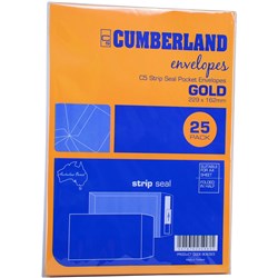  Cumberland Plain Envelope Pocket C5 162 x 229mm Strip Seal Gold Pack Of 25 