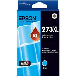  Epson 273XL Claria Premium Ink Cartridge High Yield Cyan 