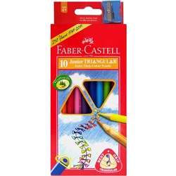 Faber-Castell Junior Coloured Triangular Pencils with Sharpener Pack of 10 