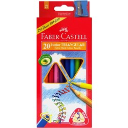  Faber-Castell Junior Triangular Coloured Pencils Assorted Pack of 20 