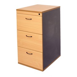  Rapidline Rapid Worker Filing Cabinet 3 Drawer 465W x 600D x 998mmH Beech And Ironstone 