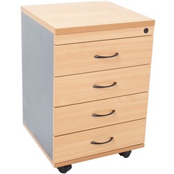  Rapidline Rapid Worker Mobile Pedestal 4 Drawer 465W x 447D x 690mmH Beech And Ironstone 