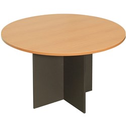  Rapidline Rapid Worker Round Table 900D x 730mmH Beech Top Ironstone Base 