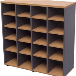  Rapidline Pigeon Hole Unit 20 Holes 1040W x 380D x 1040mmH Beech And Ironstone 